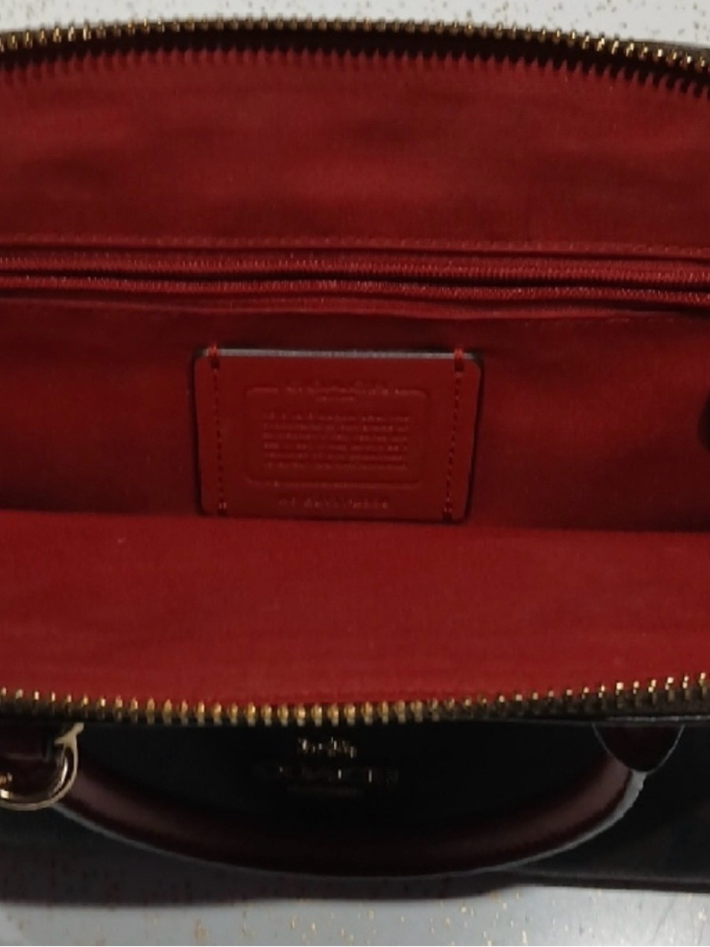 Coach Brown Signature Dome Satchel with Red Handles and Trim - Picture 7 of 11